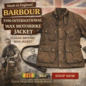 Barbour T590 International Wax Motorbike Jacket Brown/Khaki LARGE